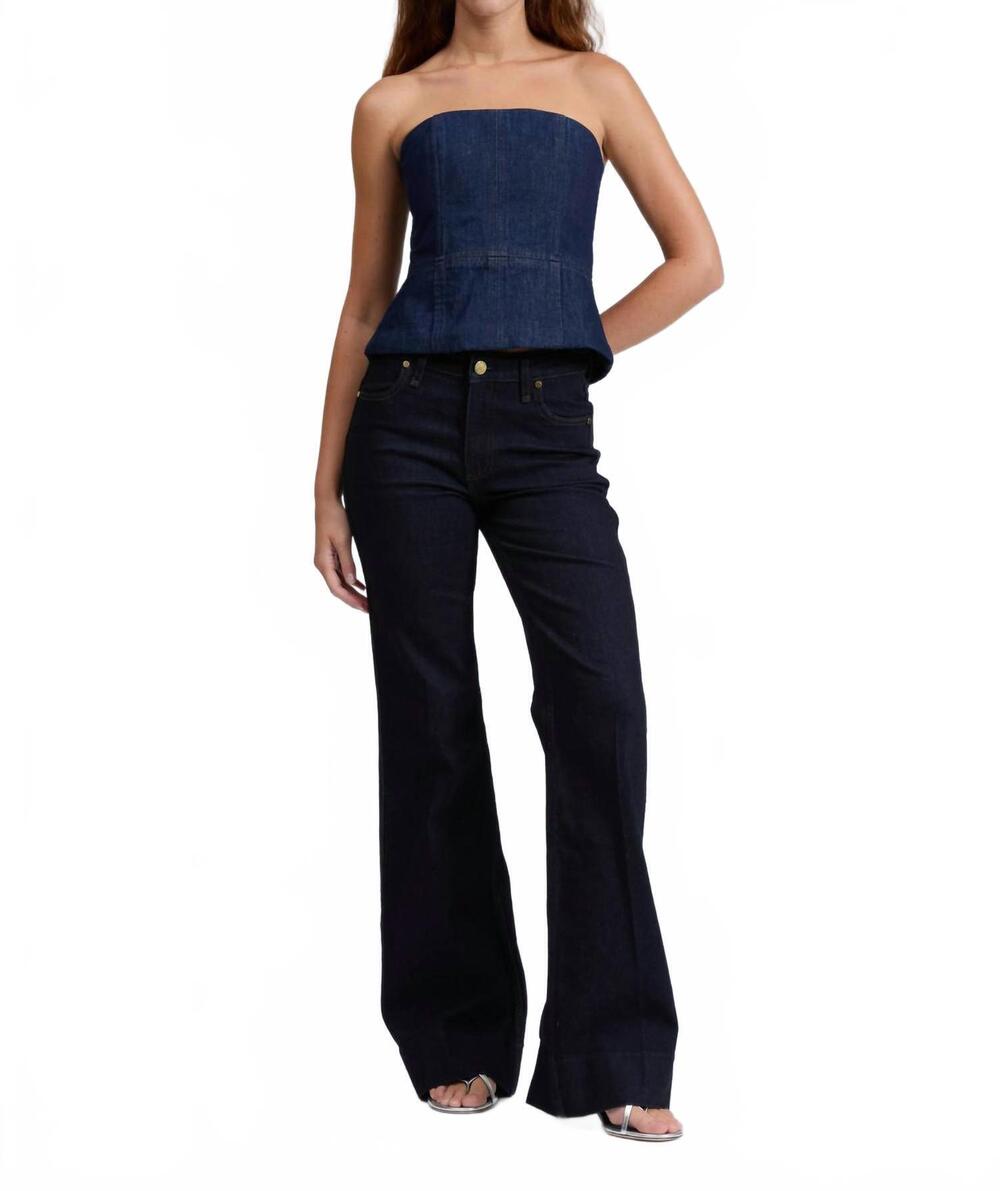 NEW RAG & BONE isabella strapless top in blue